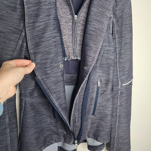 Lululemon Womens Ride On Blazer Jacket Heathered Blue Indigo Zip Up Pockets Sz 6 - Picture 12 of 14